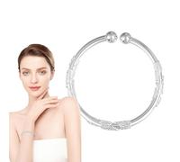 Generico Silver Bangle Bracelets - 7x7x0.6cm Bracelet Classic Silver Charm Bracelet, Trendy Silvers Bangles,Ladies Jewelry Beaded Open Bracelets for Birthday Anniversaries Prom Date Travel Work