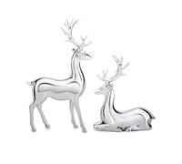 Generico Silver Deer Christmas Decor - Fashion Electroplated Silver Reindeer Decor 2PCS,Handicraft Piece Resin Sculpture, Christmas Center Table Decorations for Living Room Bedroom