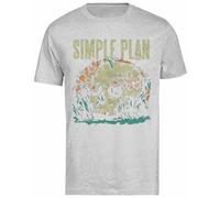 Generico Simple Plan Skull Vintage T-Shirt A Maniche Corte da Uomo Grigio Tee da Uomo