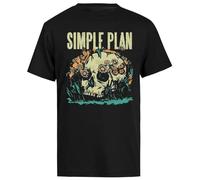 Generico Simple Plan Skull Vintage T-Shirt A Maniche Corte da Uomo Nera da Uomo