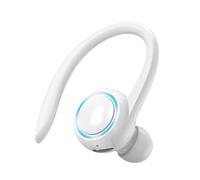 Generico Single Ear Wireless Earphones 5.2, Noise-Cancelling Cordless In-Ear Headset with Ear Hook, 50mAh, Comfortable Earpiece for Sports Business Calls Travel, Black White