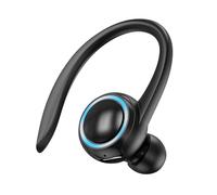 Generico Single Ear Wireless Earphones 5.2, Noise-Cancelling Cordless In-Ear Headset with Ear Hook, 50mAh, Comfortable Earpiece for Sports Business Calls Travel, Black White