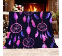 Generico Singolo Coperta Pile Divano L 100x130 cm Acchiappasogni BohéMien Coperta Plaid Pile Letto Calore Blanket in Flanella, Nero Coperte Morbida Leggera Per Campeggio e Viaggi