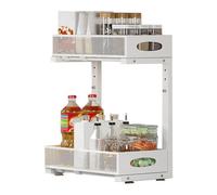 Generico Sink Organizer, Kitchen Tray, Pull Out Under Cabinet Shelf 15.7x10.6 Inches, Multi-Purpose 2tier Organizer, Storage Rack for Kitchens, Bathroom, Laundry, Room, Pantry, Closet, Black White