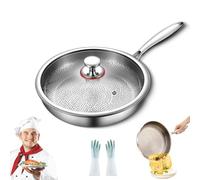 Generico Siraats Titanium Pan, Titanium Hammered Pan Pro, Ultra-Durable Hammered Pans Pro With Lid, Compatible With All Cooktops (11.81in)