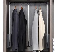 Generico Sistema di binari Appendiabiti Regolabili a Scomparsa, Asta salvaspazio con Maniglia ergonomica, Soluzione di Sollevamento Facile per Appendere i Vestiti e organizzare l'Abbigliamento in MOD
