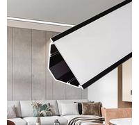 Generico Sistema di binari diffusori a Barra Luminosa a LED a Forma di V - Profilo di Illuminazione Decorativa indiretta in Alluminio per battiscopa per teatro, Profilo in Gesso Nero Extra Largo, 450