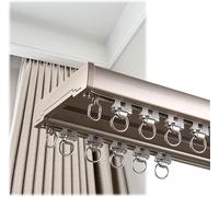 Generico Sistema di binari per Tende, binari Doppi a soffitto - Binari scorrevoli fluidi e silenziosi per camere da Letto, soggiorni, divisori per Ambienti - Facile Installazione, Colore Champagne, 2