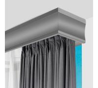 Generico Sistema di binari per Tende, Binario Doppio con deflettore, Asta in Metallo da 3 m e mantovana Decorativa per Una Decorazione Senza Soluzione di continuità, cassonetto Grigio per installazio