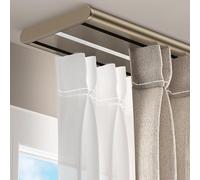 Generico Sistema di binari per Tende, Binario Doppio per soffitto Resistente con rulli silenziosi, 150 cm/5 Piedi, Ideale per Soggiorno, Camera da Letto e Come divisorio - Colore Champagne