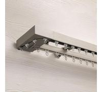 Generico Sistema di binari per Tende, Binario Doppio Silenzioso e Resistente - Guide a Parete in Alluminio, Tubo Rinforzato, rulli silenziosi, Design salvaspazio, Montag