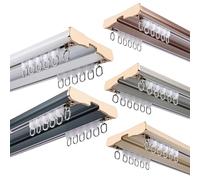 Generico Sistema di binari per Tende in Alluminio Resistente - Doppi binari a soffitto per Lo Scorrimento di Tende Pesanti e divisori per Ambienti, Soluzione d'arredo Resistente ed Elegante per soggi