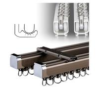 Generico Sistema di binari per Tende, Resistente Binario Flessibile da soffitto da 4,8 m - Binario in Alluminio per la Divisione di Ambienti in Case e uffici, Elegante Design Marrone, Facile installa