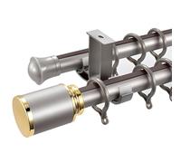 Generico Sistema di binari per Tende, Set di Doppie aste per Tende per Camera da Letto e tendaggi, 3,8 m (Grigio) con staffe - Perfetto per Tende e divisori di Ambienti, Design Elegante e Resistente