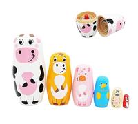 Generico Six-Layer Cow Nesting Dolls | Wood, Stacking Design | Animal Christmas & Birthday Gift | Kindergarten Educational Toy For Office Desk Decor