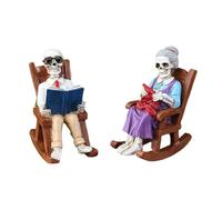 Generico Skeleton Figurines - Skeleton Couple Figurine | Rocking Chair Skull Ornament, Resin Statue Couple Reading Ornament Home Decor For Shelf Table Bookshelf Mantel Bedroom And Halloween