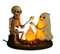 Generico Skeleton Ghost Bonfire Lamp, Flickering Halloween Night Light Figurine, Spooky Campfire Ambience Decor for Desktop Mantel Bedside Study Room Bedroom Living Room Indoor Tabletop Scary Display