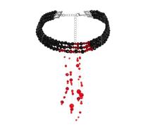 Generico Skeleton Necklace - Gothic Halloween Jewelry | Skull Bone Pendant | Imitation Vampire Gothic Jewelry Fake Blood Drip Red Crystal Pendant Adjustable Chain for Halloween Party Costume