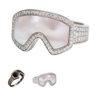 Generico Ski Goggle Shaped Ring, Ski Goggle Shaped Adjustable Ring - Unique Winter Sports Jewelry for Women Men (White)