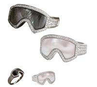 Generico Ski Goggle Shaped Ring, Ski Goggle Shaped Adjustable Ring - Unique Winter Sports Jewelry for Women Men (Black+White)