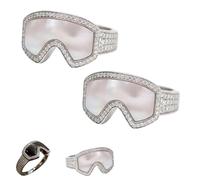 Generico Ski Goggle Shaped Ring, Ski Goggle Shaped Adjustable Ring - Unique Winter Sports Jewelry for Women Men (2*White)