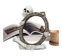 Generico Skull Framed Statue - Resin Skeleton Sculpture | Halloween Gothic Decor | Vintage Frame Ornament, Skull Decoration for Fireplace Mantel Desk Desktop Bookshelf, 16.2x13.3x6cm