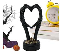 Generico Skull Hand Heart Sculpture, Halloween Hand Statue Heart Shaped, Abstract Skeleton Art Piece, Gothic Decorative Accent Ornament, Versatile Resin Figurine for Home, Wedding, Kitchen
