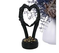Generico Skull Hand Heart Sculpture, Halloween Skeleton Hand Statue in Hearts Shape, Abstract Decorative Figurine for Home, Wedding, Living Room, Kitchen, Bedroom, Counter, or Spooky Decor