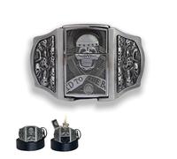 Generico Skulls Bronze Lighter Belt Buckle, Built- Hidden Skull lighter, Western Cowboy Skull Buckle Belt Buckles