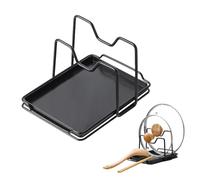 Generico Sleek Lid Stand - Pantry Storage Shelf, 12 Inch Iron Frame with Support, Rack Divider Set with Balance, Cookware Arrangement Style, Plate Holder for Kitchen, Dishes, Utensils