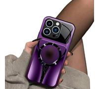 Generico Slim Shockproof Luxury Cover for Iphone, Magnetic Tempered Glass Phone Case - Shockproof, Wireless Charging, Anti-Scratch Anti-Fingerprint Protective Cover (for iPhone 16 Pro Max,Purple)