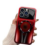 Generico Slim Shockproof Luxury Cover for Iphone, Magnetic Tempered Glass Phone Case - Shockproof, Wireless Charging, Anti-Scratch Anti-Fingerprint Protective Cover (for iPhone 17 Pro,Red)