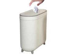 Generico Slim Toilet Trash Can, Narrow Garbage Can with Lid Compact Waste Bin, Space Saving Design, Paper Waste Container, for Toilet Small Restroom Vanity Corner