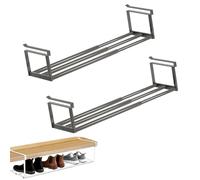 Generico Slimdescent Cabinet Telescopic Shelf, Multifunctional Cabinet Telescopic Shelf, Hanging Retractable Rack for Shoes or Clothing Storage and Organization (2 Pcs*Black)
