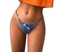 Generico Slip da Ciclo Mestruale Lovable Slip Donna Perizoma da Donna Sexy con Stampa Natalizia Comode Mutandine a Vita Bassa Traspiranti Antisfregamento Cosce Donna Mutande Donna (Blue, S)