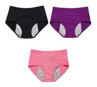 Generico Slip Donna Microfibra Mutande Donna Vita Alta 3PC Biancheria Intima per Le Donne A Prova di Perdite di Cotone Durante La Notte Mestruale Mutandine e Slip Slip Donna (Purple, XXXXXXXL)