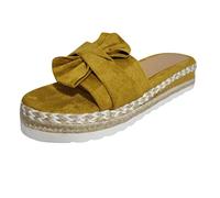 Generico Slip On Toe Beach Sandals Flat Breathable Bow Women'S Weave Open Shoes Summer Women'S Sandals (Yellow 38)