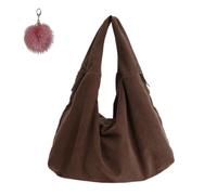 Generico Slouchy Hobo Underarm Satchel for Women,Corduroy Trendy Wide Strap Shoulder Bag,Retro Large Capacity Casual Tote Bag