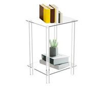 Generico Small Acrylic End Table, Transparent Side Tables with Storage Shelves, 30x25x55cm/11.81x9.84x21.65 inches Space-Saving for Bedroom, Dorm, Living Room, Apartment, Rental Space