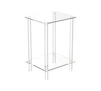 Generico Small Bedside Table - Transparent Acrylic Side Stand for Bedroom | Clear Modern Frame with Open Storage Design, Lightweight Organizer Shelf for Living Room Apartment Bathroom Office Use