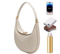 Generico Small Crescent Bag, Leather Shoulder Purse for Women, 4-in-1 Trendy Handbag Set, Compact Cross Body Tote, Stylish Travel Accessory, for Party, Vacation, Daily Outing Use