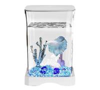 Generico Small Fish Tank - Modern Aquarium Starter Kit with LED Light for Betta | Compact Aquatic Habitat with Stylish Design & Easy Setup Features for Shrimp Guppy Jellyfish Home Office Dorm