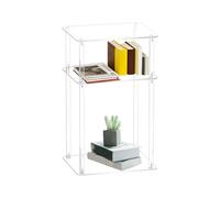 Generico Small Side Table, Tall Acrylic End Stand, Transparent Space Saving Furniture, 11.81x9.84x21.65 Inches, Multi Functional Display Shelf, Ideal for Apartment, Hotel, Dorm, Bathroom, Living Room