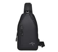 Generico Small Sling Bag For Men, 16x7x30cm, Leather & Nylon Chest Tote, Lightweight Shoulder Bag With USB Charging Port For Travel, Work, Casual Daily Use