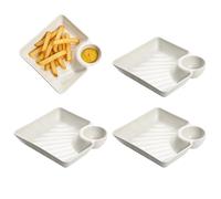 Generico Small Snackle Box Serving Tray - 4PCS Set Of Divided Food Grade Plates, Modern Non-Slip Appetizer Tray For Cheese, Fruit & Dessert | For Breakfast, Dinner & Party Presentation, 18.3x4cm