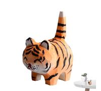 Generico Small Tiger Figurine - Hand Carved Wooden Art, Decorative Miniature Statue, Creative Handcrafted Collectible Model, Desktop Tabletop Ornament Style - For Shelf Bookcase Cake Toppers