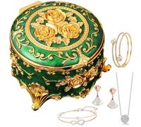 Generico Small Trinket Organizer - 8x8x5cm Vintage Metal Jewelry Box | Trreasure Chest Case, Oval Small Metal Trinkett Box | Zinc Alloy Trinket Organizer For Necklaces, Bracelets, Earrings, And Rings