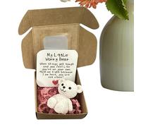 Genérico Small Worry Bear Keepsake - Mini statuetta di peluche fatta a mano in regalo, simbolo di souvenir emotivo per collegamento, apprezzamento, coraggio, dimensioni della tasca decorativa morbida