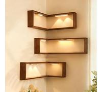 Generico Smart Corner Shelves That Light up Your Space, Illuminated Corner Shelf for Figurines and Collectibles, Modern Wall-Mounted Display Rack Stand for Living Room, Study, Bedroom (3Pcs)