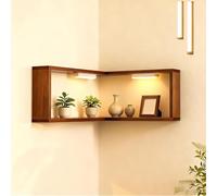 Generico Smart Corner Shelves That Light up Your Space,Wooden Wall-Mounted Corner Shelf Display Rack,Corner Floating Storage Shelves with Light for Home Ornaments (1)